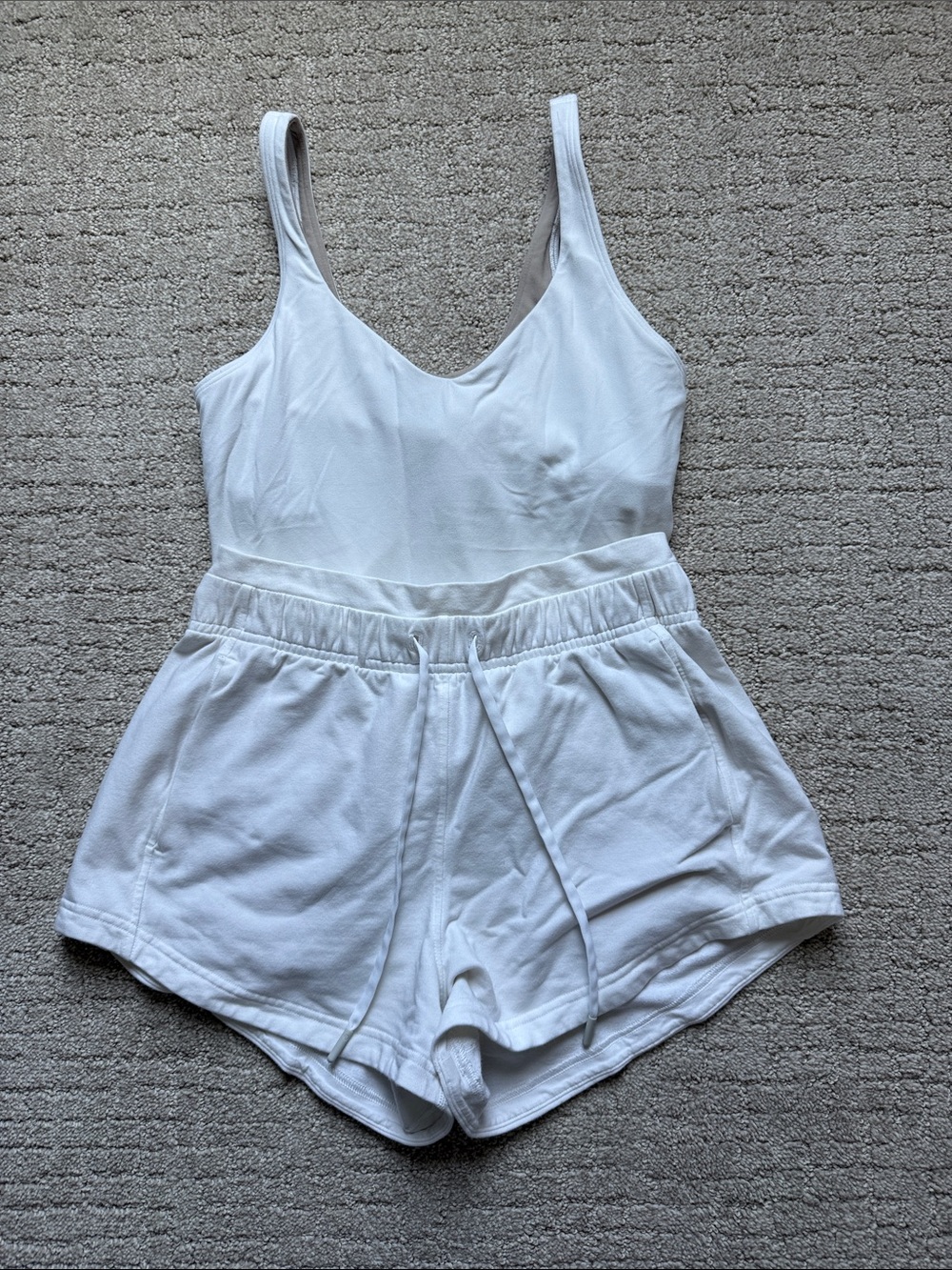 lululemon athletica White Women's Athletic Tank & Drawstring Shorts Set